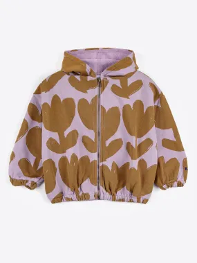 Retro Flowers All Over Zipped Hoodie