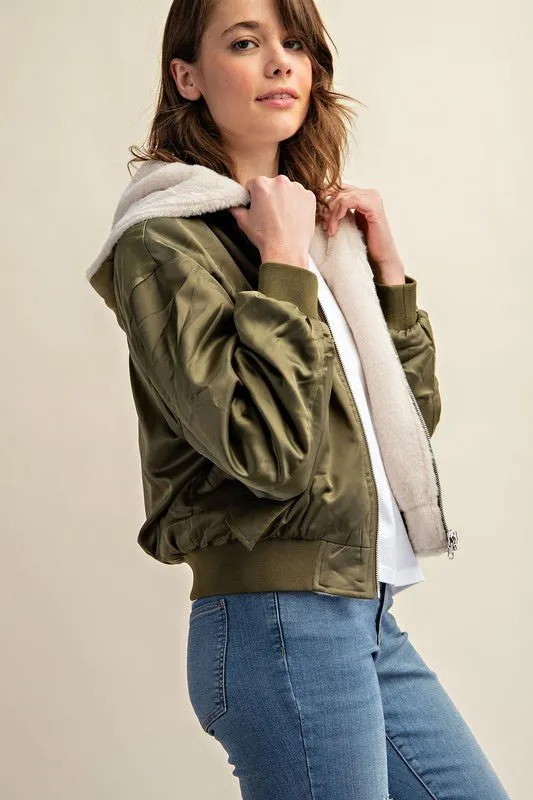 Reversible Fur Lined Bomber Jacket