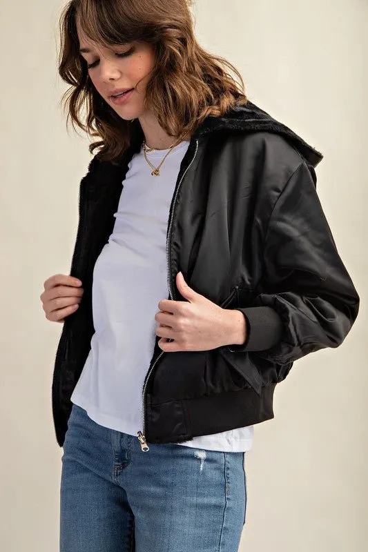 Reversible Fur Lined Bomber Jacket
