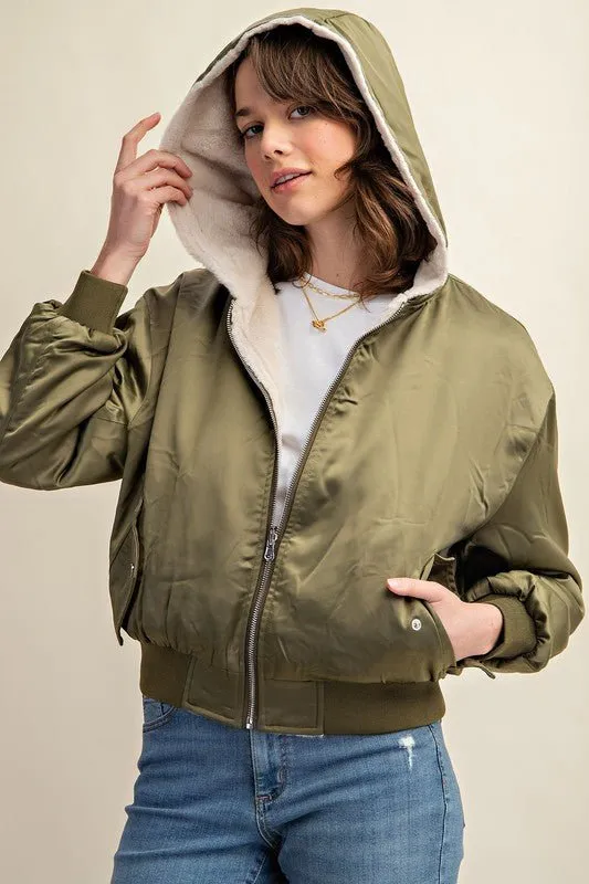 Reversible Fur Lined Bomber Jacket