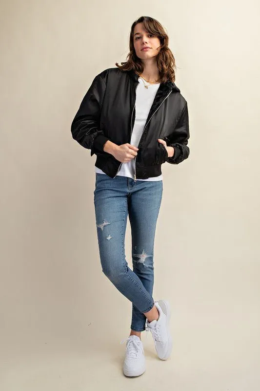 Reversible Fur Lined Bomber Jacket
