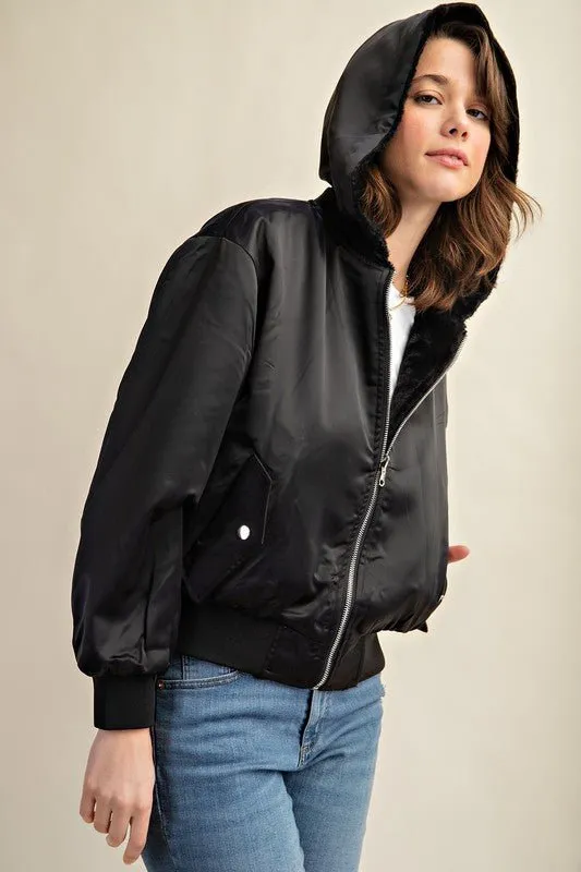 Reversible Fur Lined Bomber Jacket