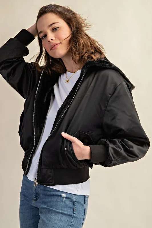 Reversible Fur Lined Bomber Jacket