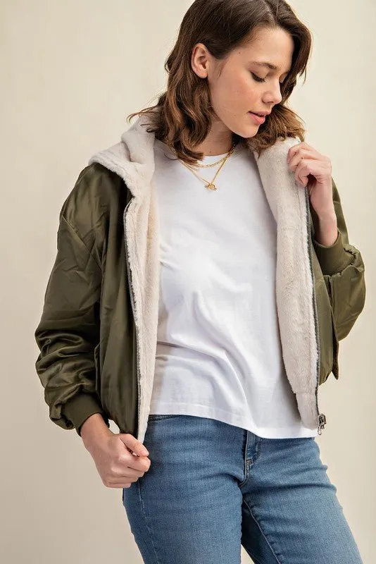 Reversible Fur Lined Bomber Jacket