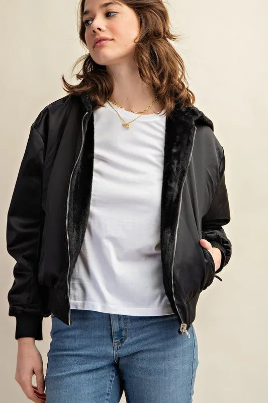 Reversible Fur Lined Bomber Jacket