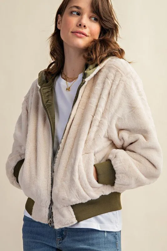 Reversible Fur Lined Bomber Jacket