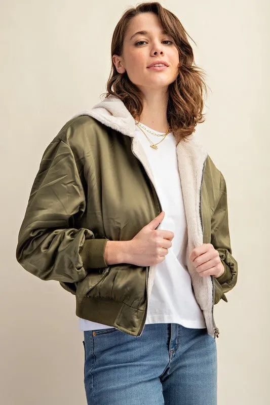 Reversible Fur Lined Bomber Jacket