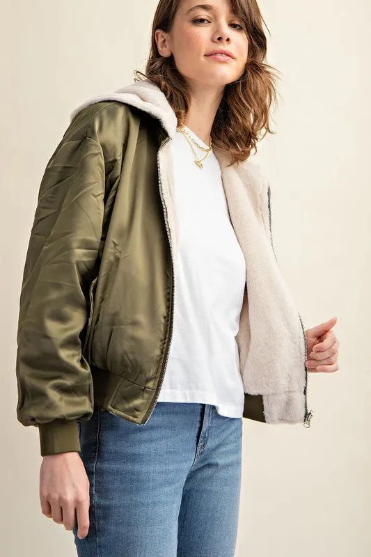 Reversible Fur Lined Bomber Jacket
