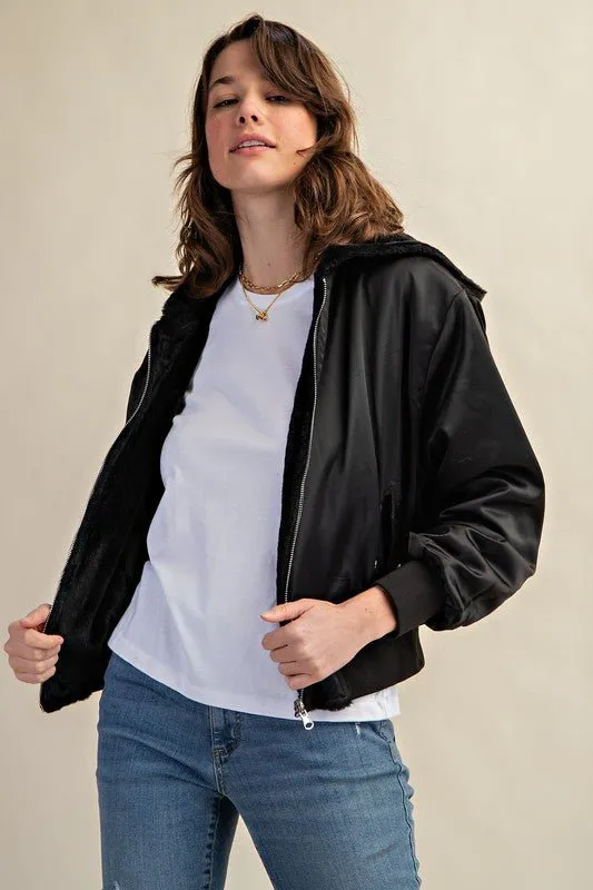 Reversible Fur Lined Bomber Jacket
