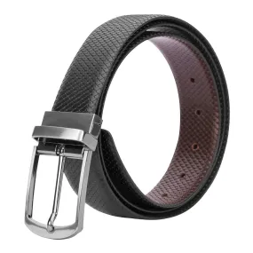 Reversible Leather Belt Black and Brown - Fish Print