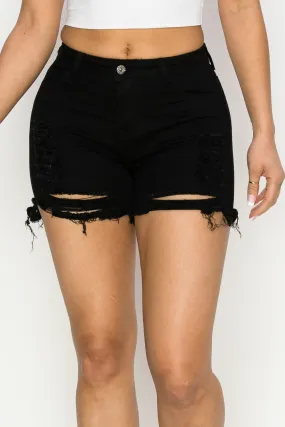 S-2107 SEXY CUT OPEN BUTTON DENIM SHORTS