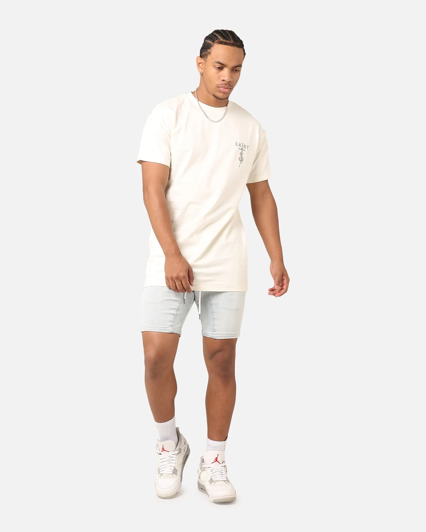 Saint Morta Correr Denim Shorts Light Blue