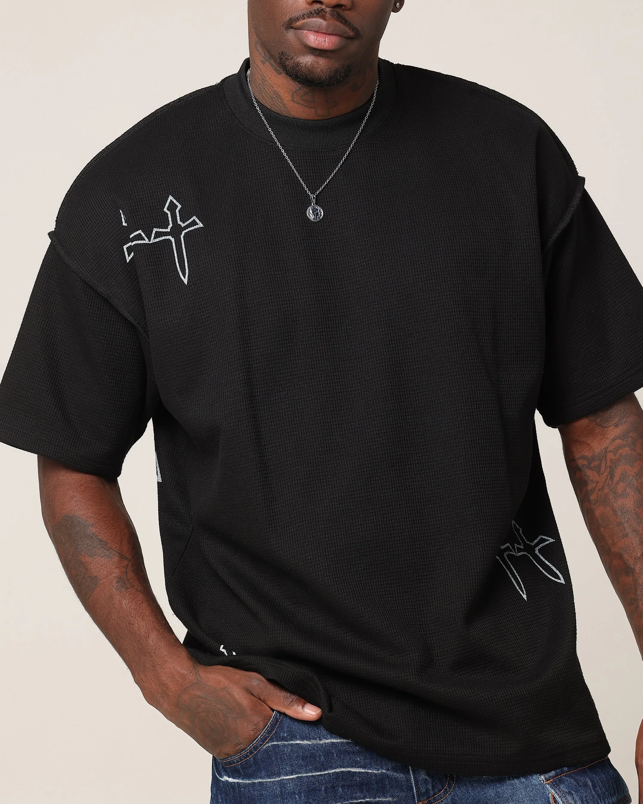 Saint Morta Shadow Waffle T-Shirt Black