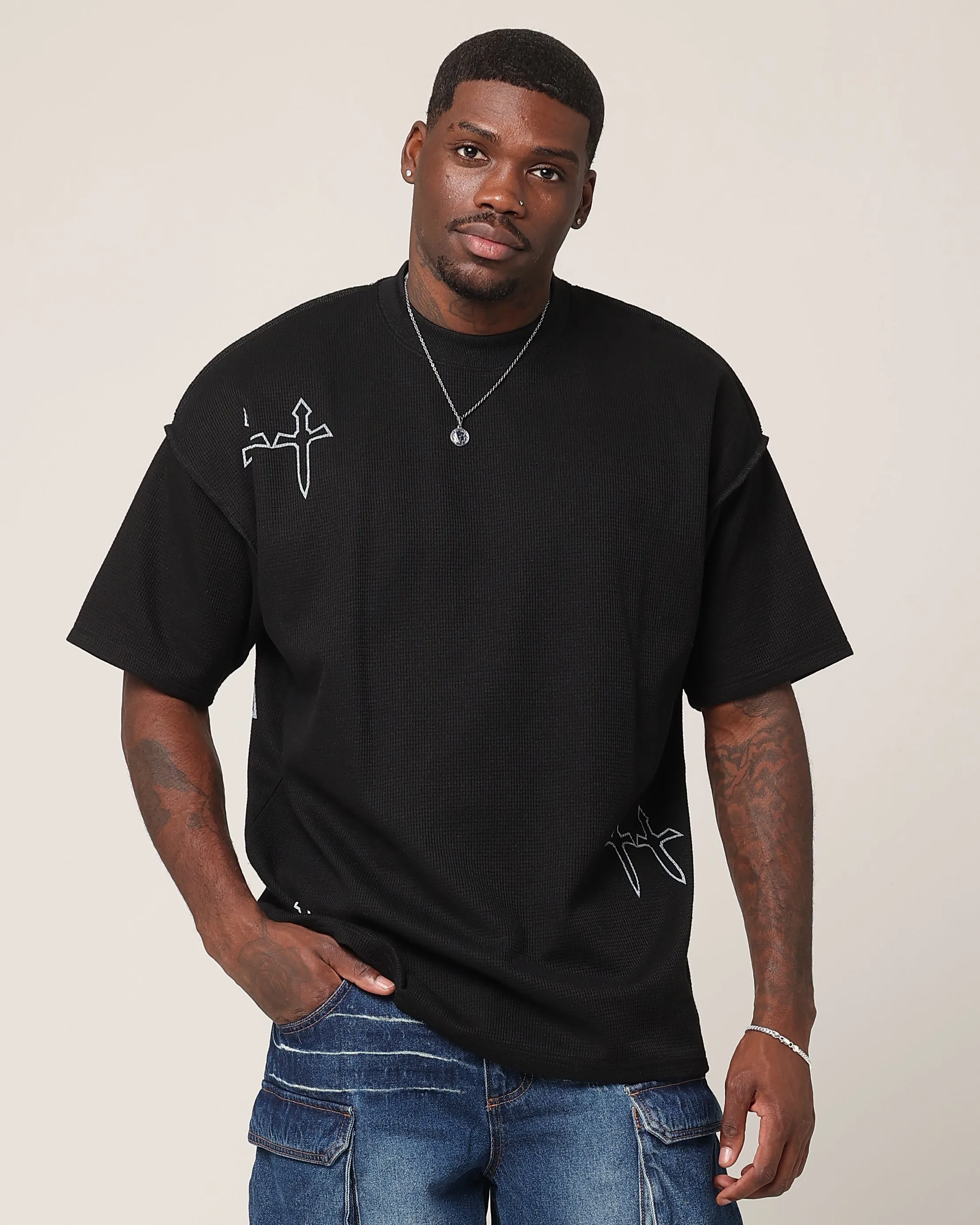 Saint Morta Shadow Waffle T-Shirt Black