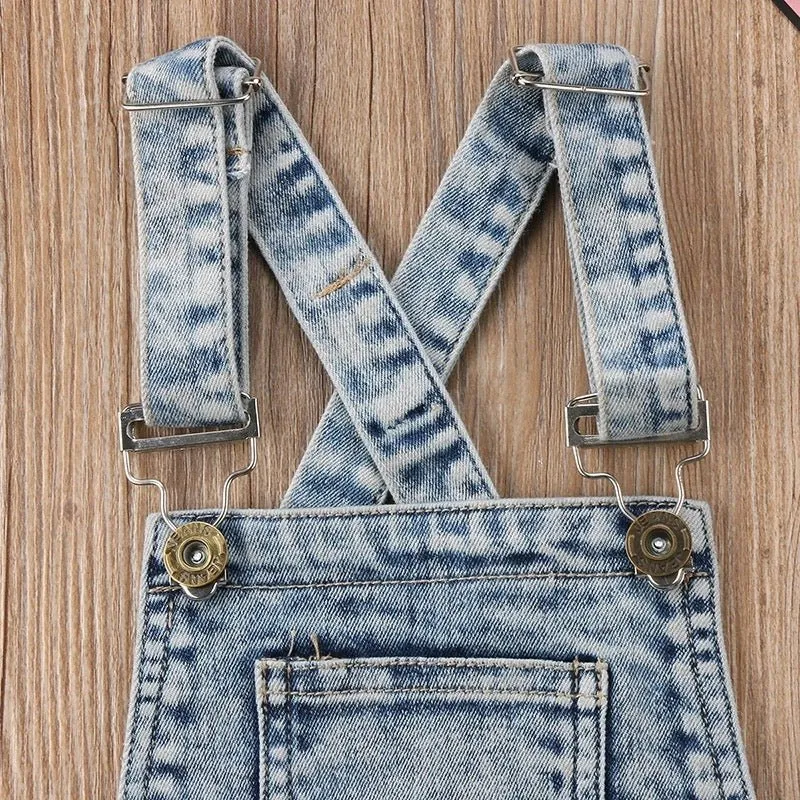 SALE Distressed Denim Overalls Shorts