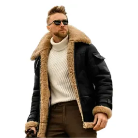 Shearling Bomber Leather Jacket – Classic & Warm Aviator Style