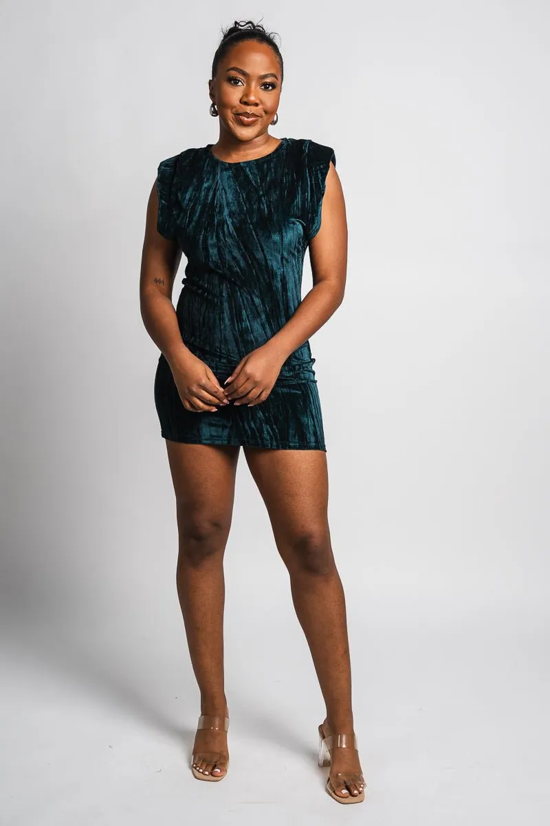 Sleeveless velvet dress forest