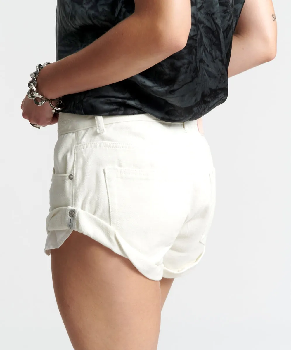 Soft White Bandits Low Waist Denim Shorts - ONE TEASPOON