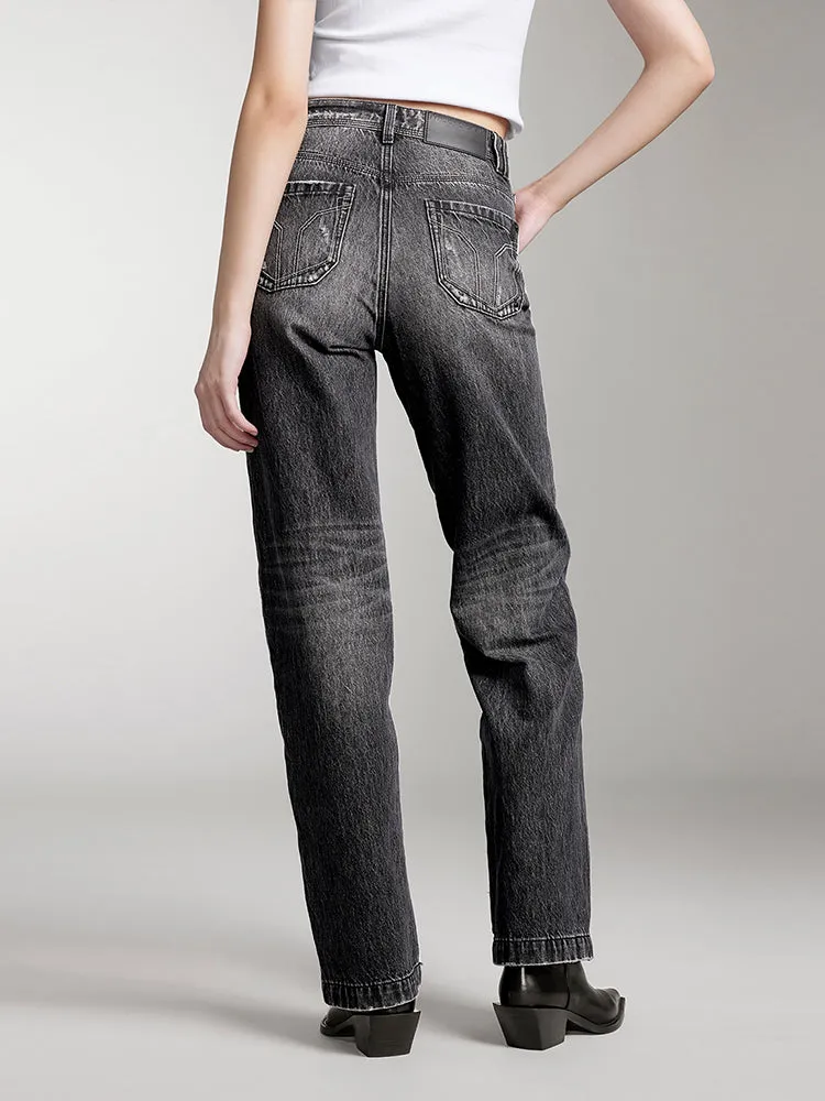 Straight Fit Jeans In Black