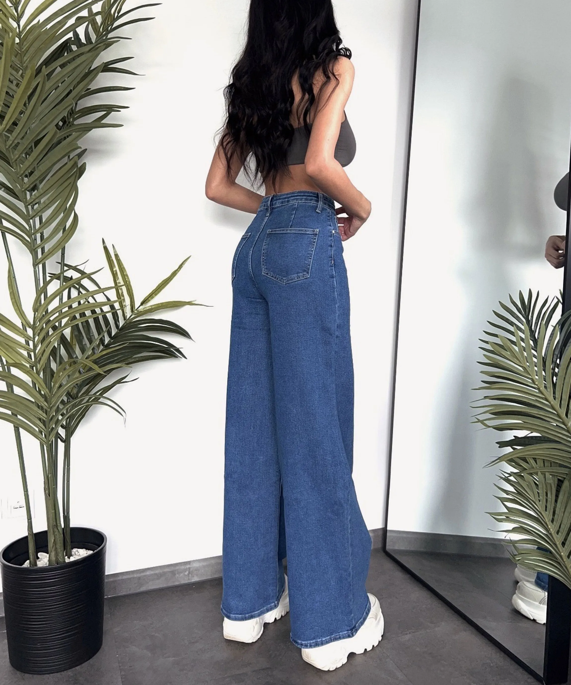 Stretch Wide Leg Jeans Levana Blau