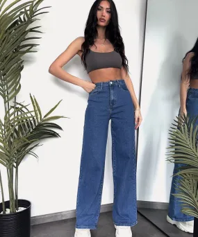 Stretch Wide Leg Jeans Levana Blau