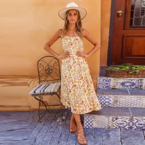SUMMER SPAGHETTI STRAP MIDI DRESS