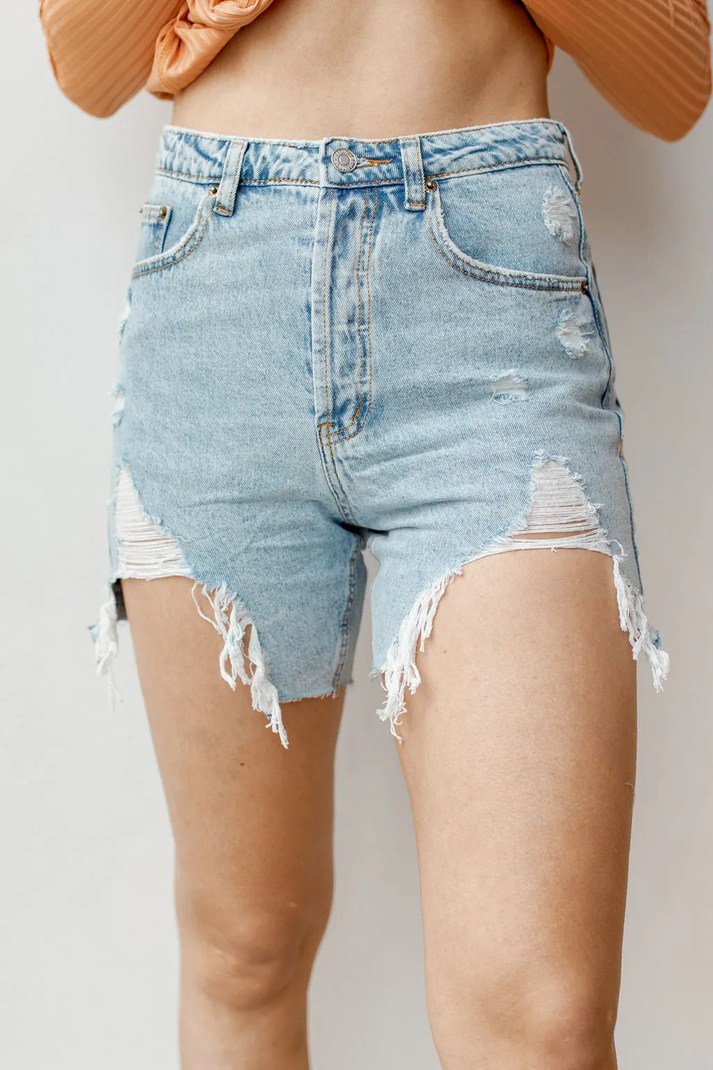 sun goddess distressed shorts