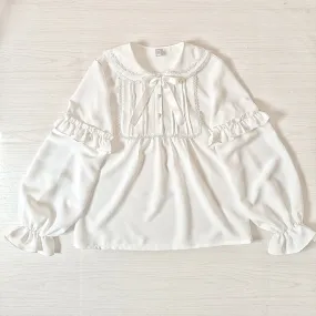 Sweet White Chiffon Blouse w. Detachable Sleeves