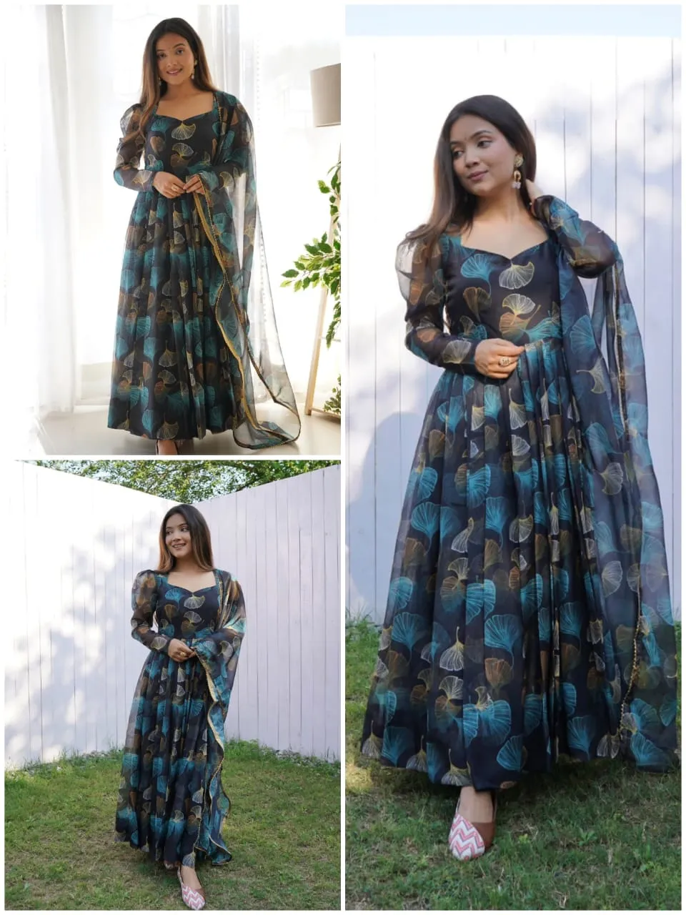 Tabby Organza Silk Floral Anarkali Set