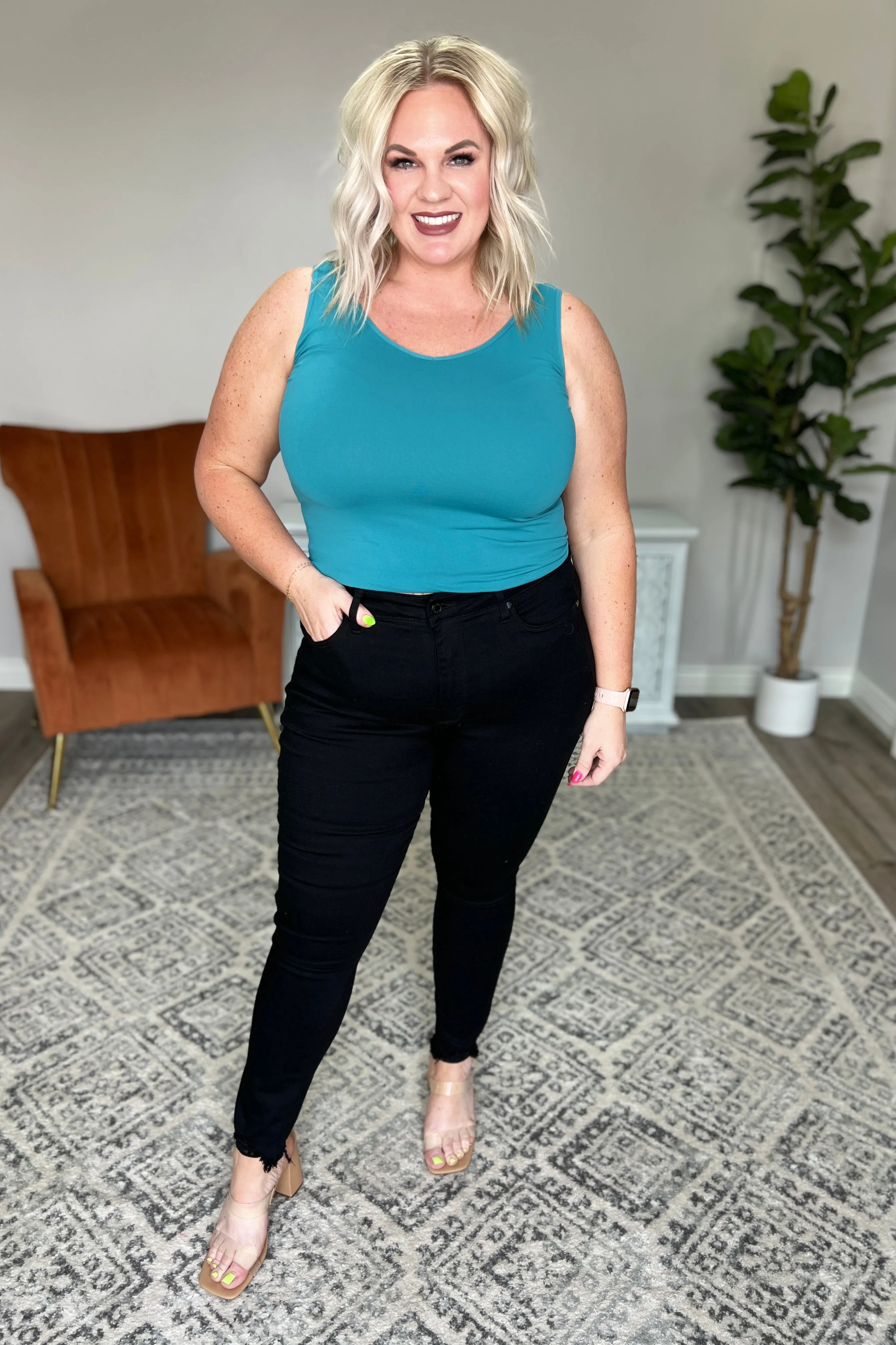 The Basics Reversible Longline Tank in Dark Teal