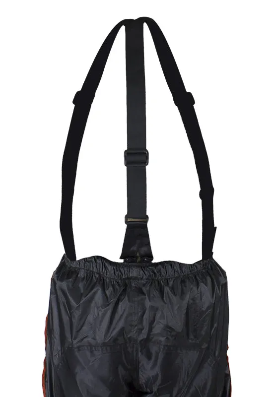 Two-Piece Black & Orange Rain Suit With Zippered Side Seams