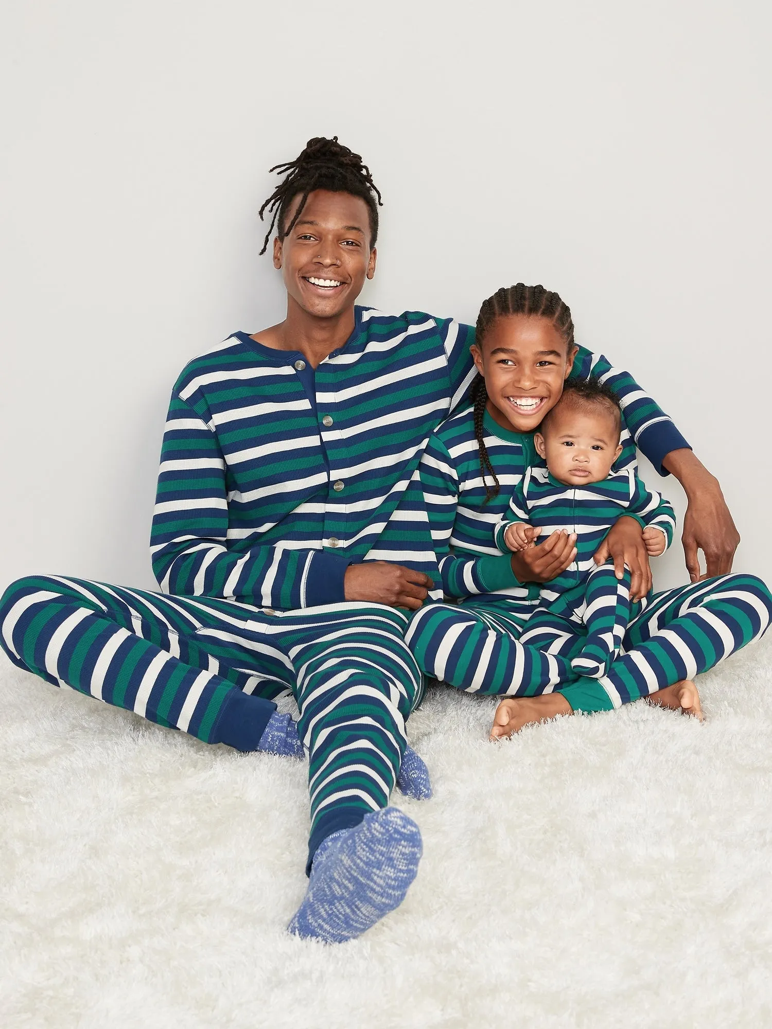 Unisex Matching Stripe Snug-Fit One-Piece Pajamas for Toddler