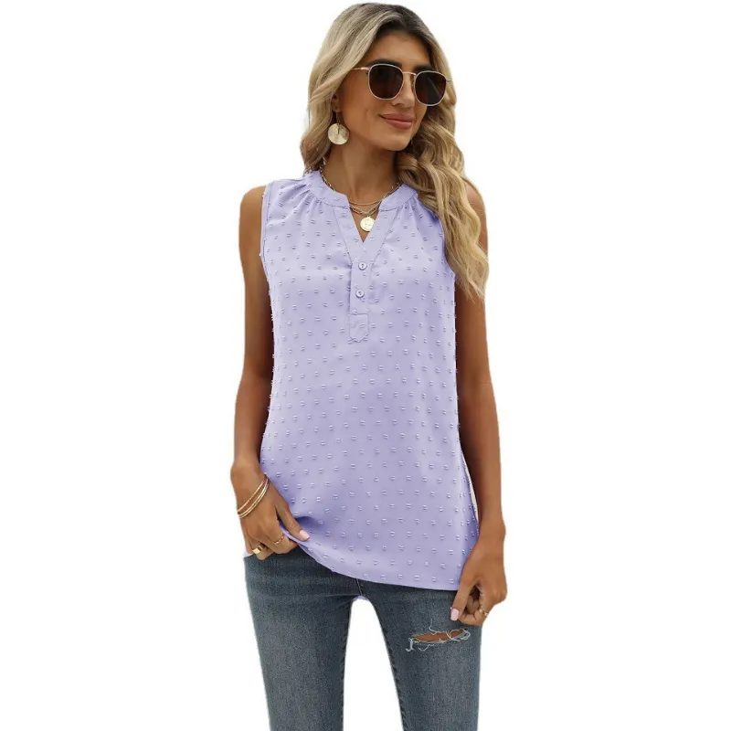 V Neck sleeveless Textured Blouse