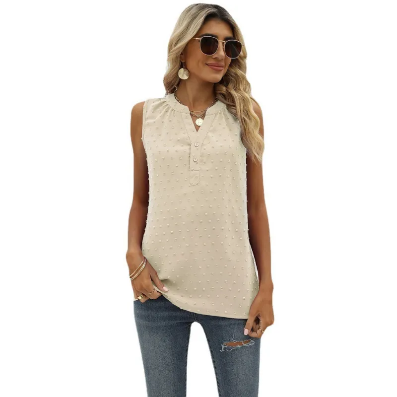 V Neck sleeveless Textured Blouse