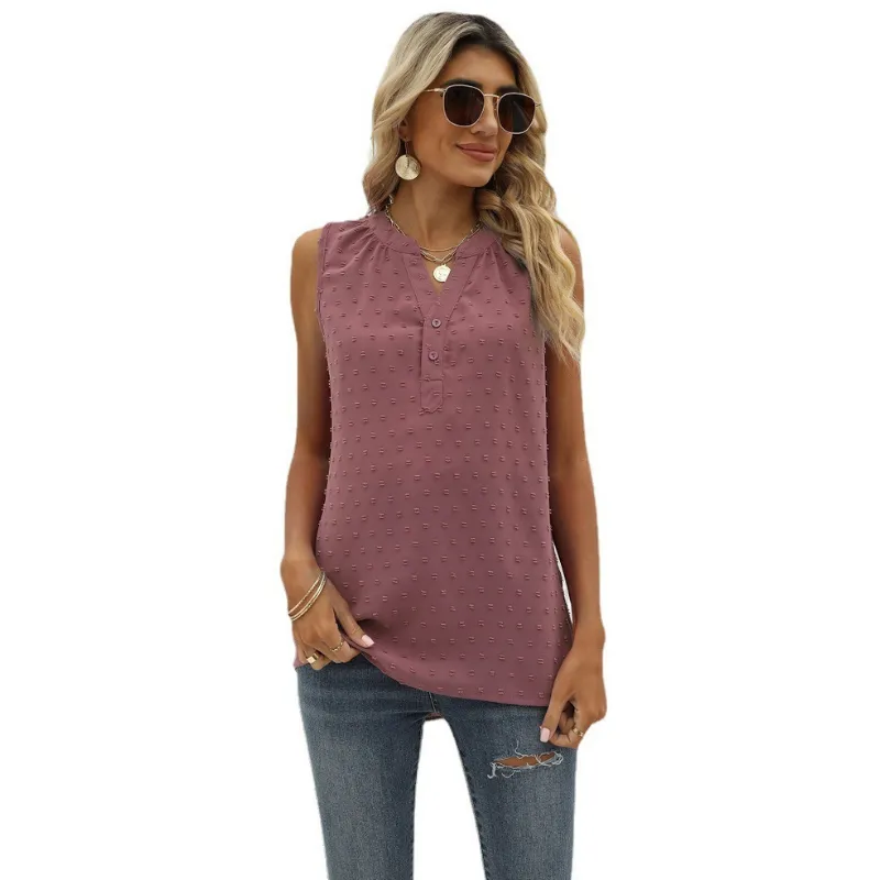 V Neck sleeveless Textured Blouse