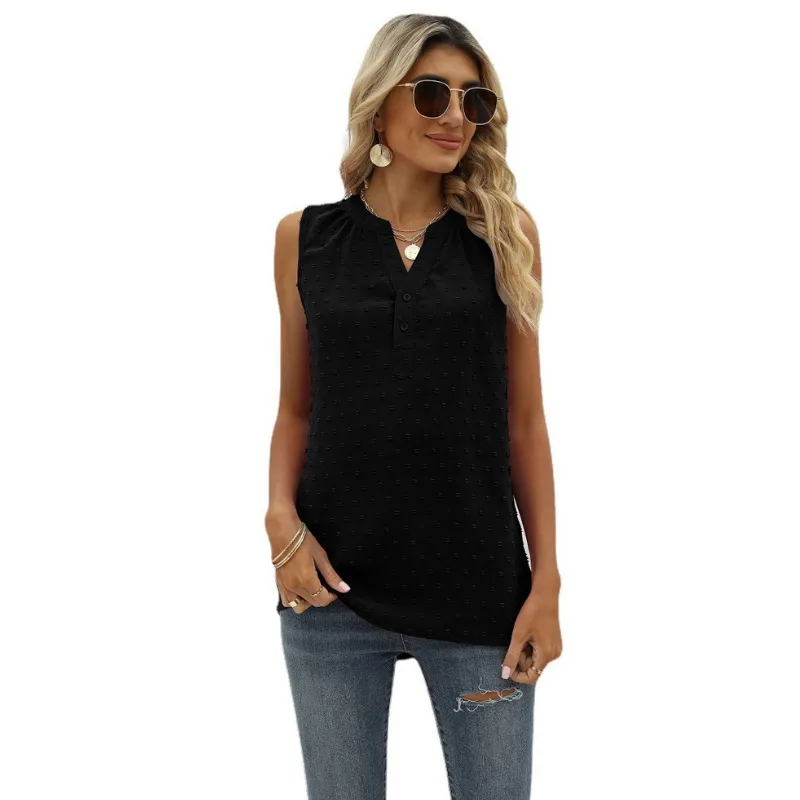 V Neck sleeveless Textured Blouse