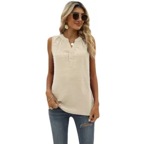 V Neck sleeveless Textured Blouse