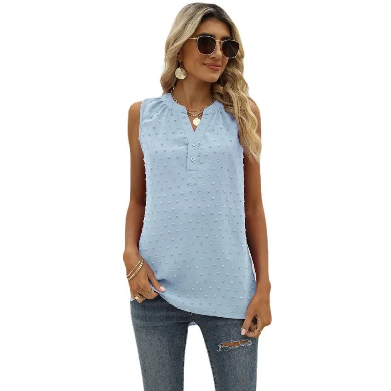 V Neck sleeveless Textured Blouse