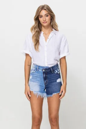 Vervet by Flying Monkey Criss Cross Waistband Super High Rise Shorts