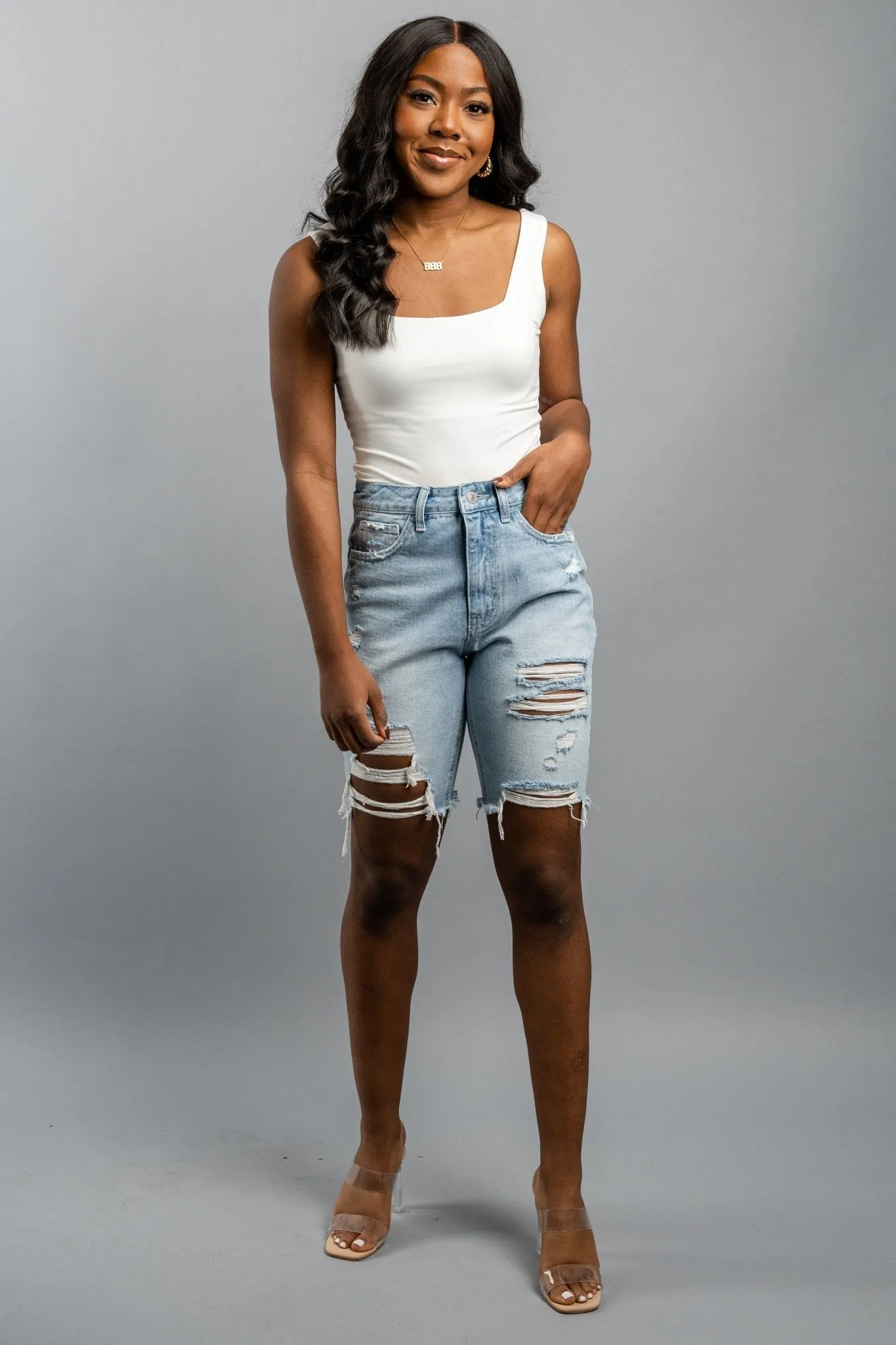 Vervet high rise distressed bermuda shorts Ledro
