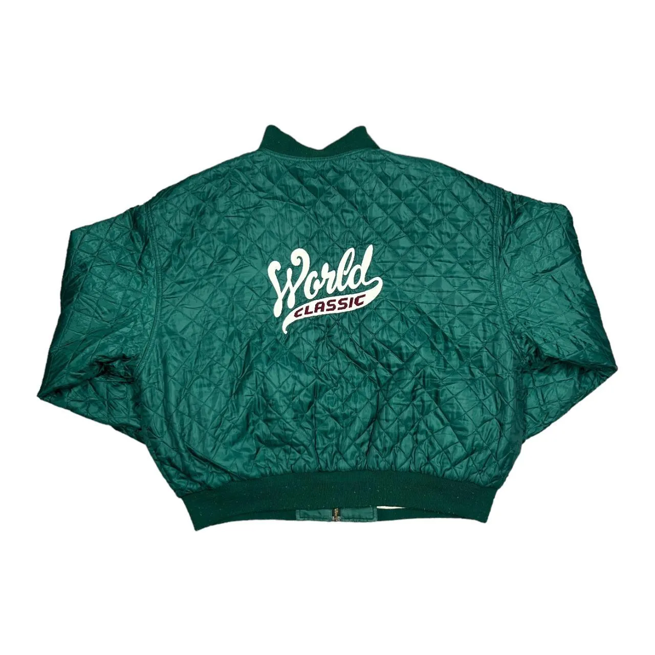 Vintage GAP "World Classic" Embroidered Spellout Reversible Varsity Quilted Bomber Jacket