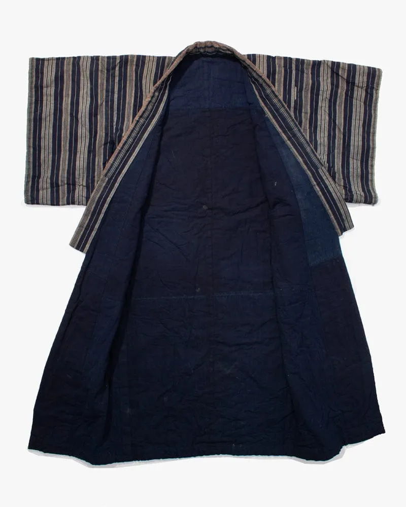 Vintage Noragi Jacket, Reversible, Shima and Indigo