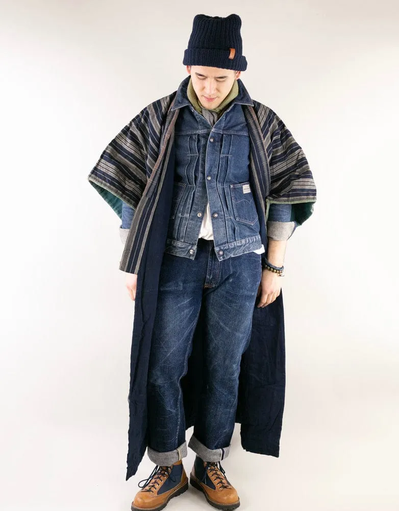 Vintage Noragi Jacket, Reversible, Shima and Indigo