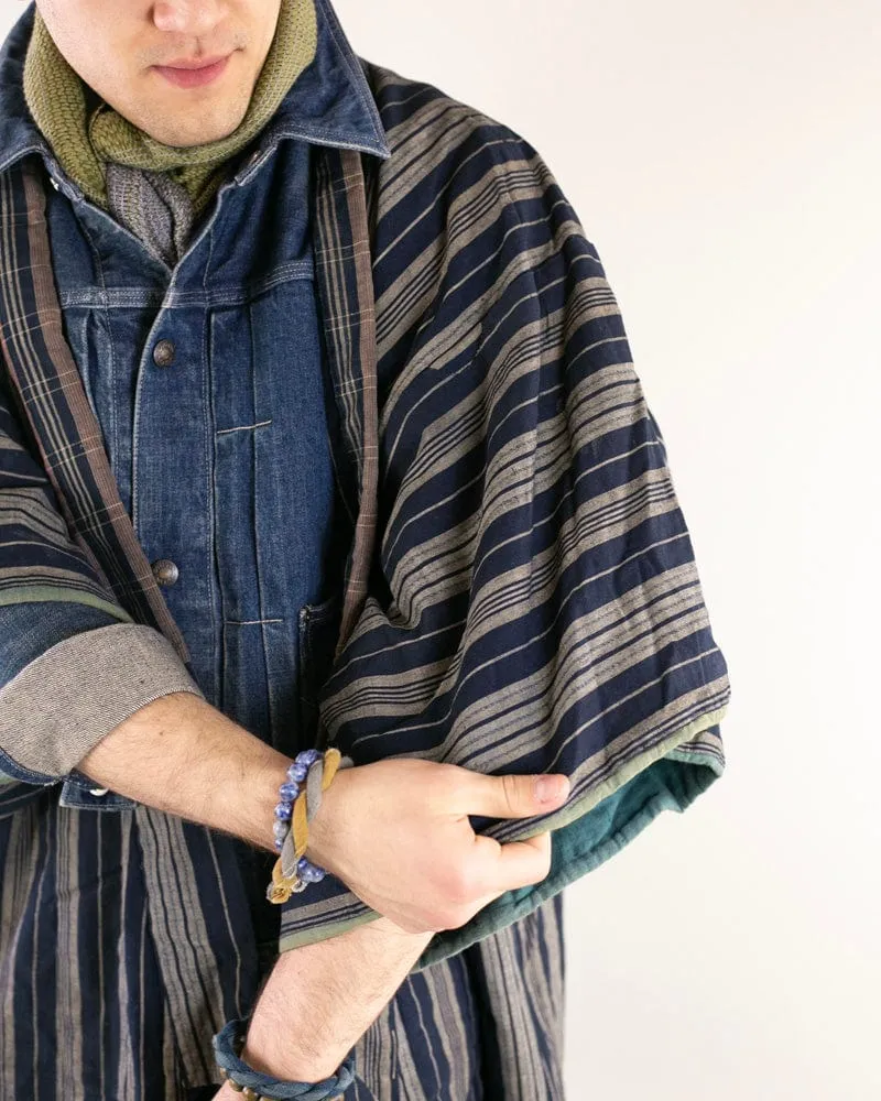 Vintage Noragi Jacket, Reversible, Shima and Indigo