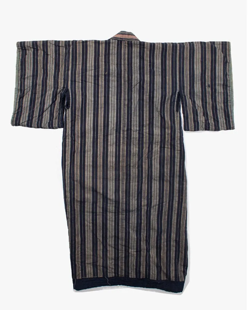 Vintage Noragi Jacket, Reversible, Shima and Indigo