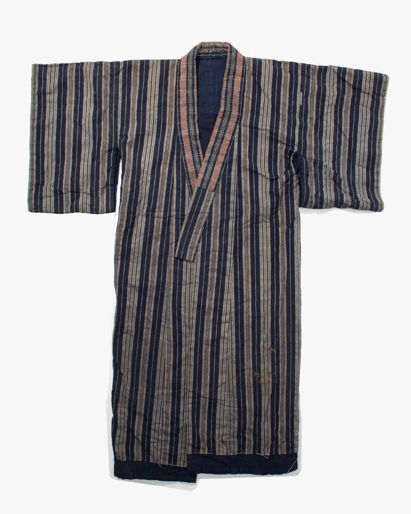 Vintage Noragi Jacket, Reversible, Shima and Indigo
