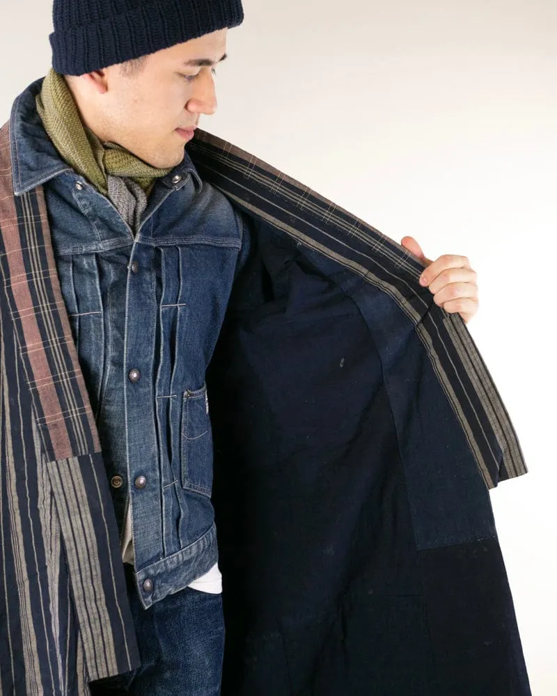 Vintage Noragi Jacket, Reversible, Shima and Indigo