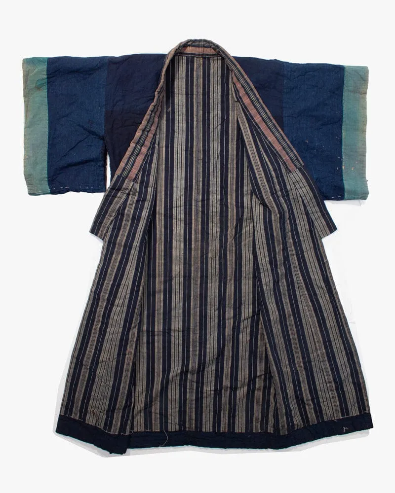 Vintage Noragi Jacket, Reversible, Shima and Indigo