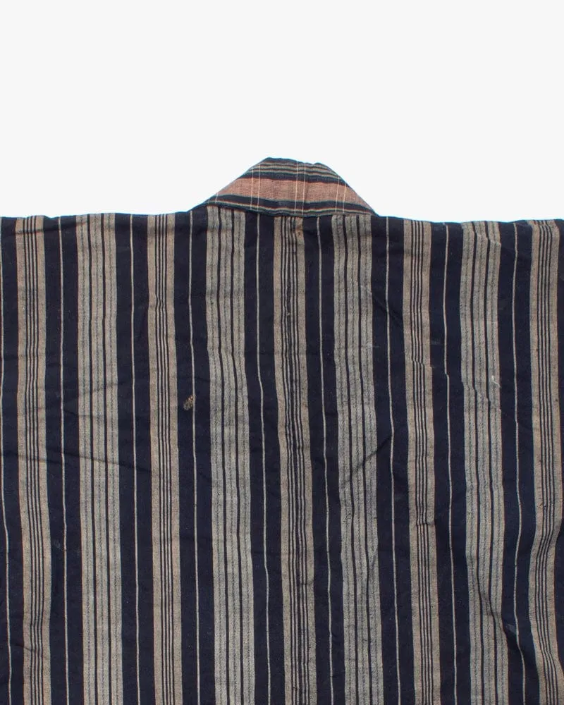 Vintage Noragi Jacket, Reversible, Shima and Indigo