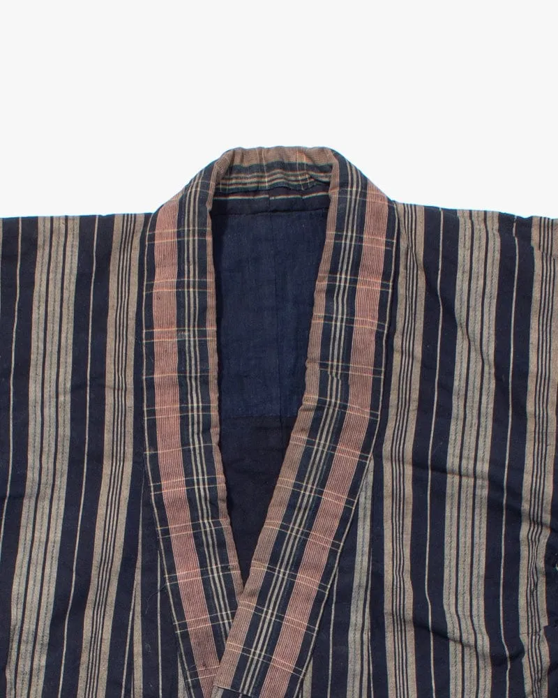 Vintage Noragi Jacket, Reversible, Shima and Indigo
